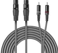 XLR-Audiokabel | 2x XLR 3-pins female - 2x RCA male | 3,0 m | Grijs - thumbnail