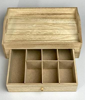 Theedoos met zeven vakken van hout, bruin (B/H/D) 30x11x20 cm
