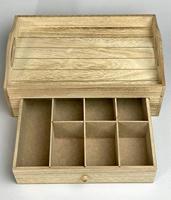 Theedoos met zeven vakken van hout, bruin (B/H/D) 30x11x20 cm - thumbnail