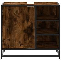 Wastafelkast 65x33x60 cm bewerkt hout gerookt eikenkleurig - thumbnail