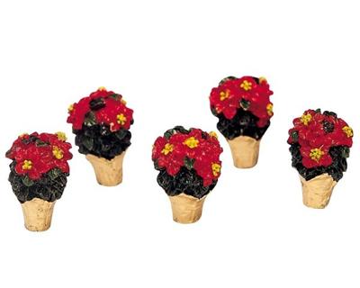 Lemax poinsettias, s/5 kerstdorp accessoire 2003