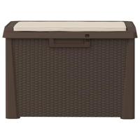 Tuinbox met zitkussen 125 L polypropeen bruin - thumbnail
