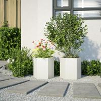 Plantenbakken 2 st zeshoek 46x40x45 cm staal wit - thumbnail