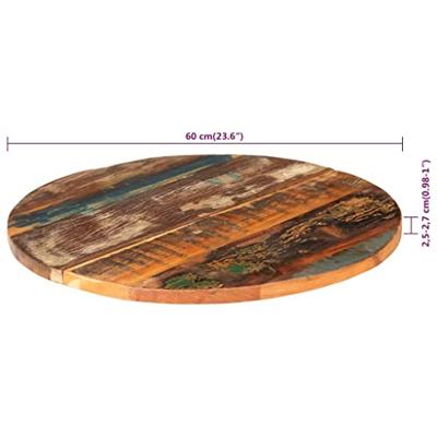 Tafelblad rond 25-27 mm 60 cm massief gerecycled hout Tafelblad rond 25-27 mm 60 cm massief gerecycled hout