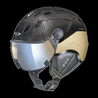 CP Corao+ Carbon zwart goud glans | Extra veilig! | Meekleurend & Polariserend vizier