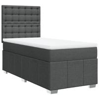 Boxspring met matras stof donkergrijs 90x190 cm - thumbnail