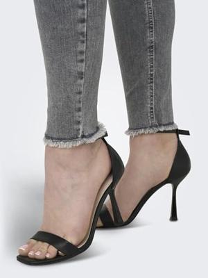 Only 15188520 Onlblush Mid Sk Ank Raw Jeans Skinny Fit Grey Denim 15188520