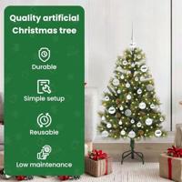 VidaXL Kunstmatige scharnier kerstboom met cones groen 150 cm - thumbnail