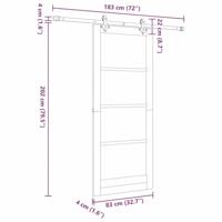 Schuifdeur met hardware set 83x202 cm van massief vurenhout - thumbnail
