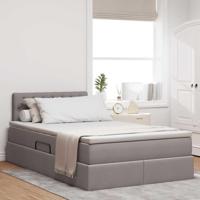 Bed met LED -striplichten met opslag Taupe 120 x 200 cm Stof - thumbnail
