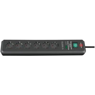 Brennenstuhl Secure-Tec 19.500A stekkerdoos met overspanningsbeveiliging 6-voudig antraciet 2m H05VV-F 3G1,5 - 1159540366