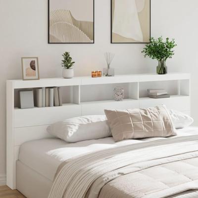 Hoofdbordkast met LED-verlichting 220x17x102 cm wit Hoofdbordkast met LED-verlichting 220x17x102 cm wit
