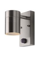 Lucide ARNE-LED IR - Wandspot / Wandlamp Binnen/Buiten - Ø 6,3 cm - LED - GU10 - 1x5W 2700K - IP44 - Beweging & dag/nacht sensor - Mat chroom - thumbnail