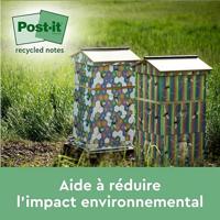 Post-it Super Sticky Notes Recycled, 70 vel, ft 76 x 76 mm, assorti, pak van 3 blokken - thumbnail