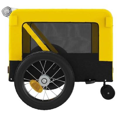 Hondenfietstrailer oxford stof en ijzer geel en zwart - thumbnail