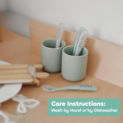 Set van 4 siliconen lepels voor de eerste leeftijd, fluweelgrijs/saliegroen