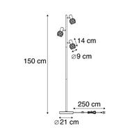 QAZQA Design vloerlamp zwart met goud 3-lichts verstelbaar - Mesh - thumbnail