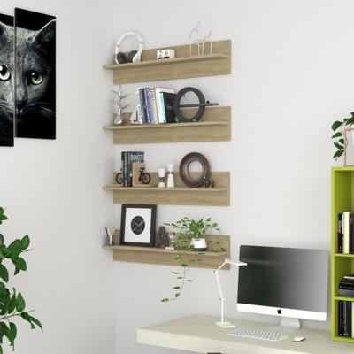 VidaXL Wandschappen 4 st 80x11,5x18cm bewerkt hout sonoma eikenkleurig