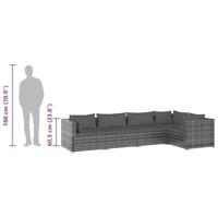 5-delige Loungeset met kussens poly rattan grijs - thumbnail