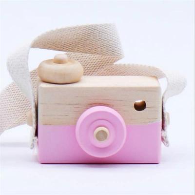 Kinderen houten camera fotografie Props creatieve hand gemaakt speelgoed Foto Props decoratieve ornamenten (roze)