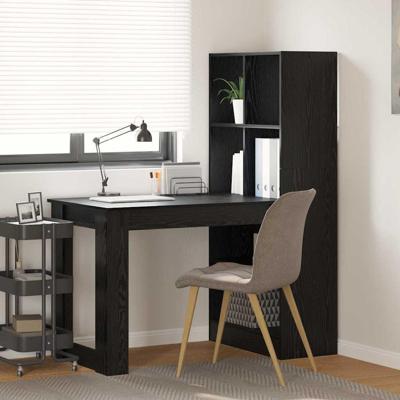 Bureau met plank Zwart eiken 122 x 67 x 145 cm Bewerkt hout