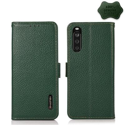 Voor Sony Xperia 10 III Khazneh Side-Magnetic Litchi Echt leer RFID Case Voor Sony Xperia 10 III Khazneh Side-Magnetic Litchi Echt leer RFID Case