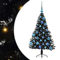 VidaXL Kunstmatig voorverlicht kerstboom met 150 led zwart 120 cm pvc - thumbnail