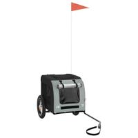 Hondenfietstrailer oxford stof en ijzer grijs en zwart - thumbnail