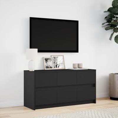 Tv-meubel met LED 100x34x50 cm bewerkt hout zwart