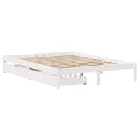 Bedframe zonder matras massief grenenhout wit 140x190 cm - thumbnail