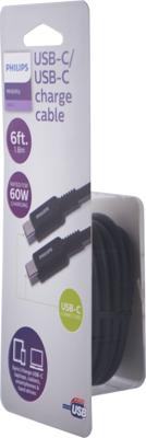 Philips DLC4106C/37 USB-kabel 1,8 m, USB C, zwart – USB-kabel (1,8 m, USB C, 2.0, 480 Mbit/s, zwart)