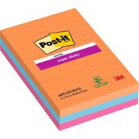 Post-it Super Sticky Notes XXL Boost, 90 vel, ft 101 X 152 mm, gelijnd, geassorteerde kleuren, pak van 3 - thumbnail