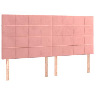 Boxspring met matras fluweel roze 200x200 cm