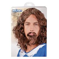 Pruik Musketier Met Snor En Baard Bruin - thumbnail