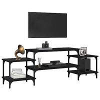 Tv-meubel 157x35x52 cm bewerkt hout zwart - thumbnail