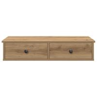 Wandschap met lades 80x31x17 cm bewerkt hout artisanaal eiken - thumbnail