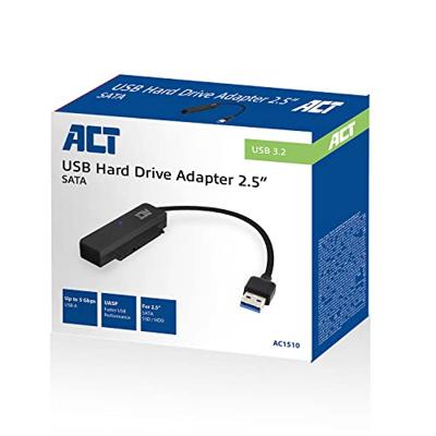ACT Connectivity usb adapterkabel naar 2,5" sata hdd/ssd (zwart, usb 3.2 (5 gbit/s))