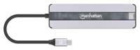 MANHATTAN 7-in-1 dockingstation USB C mannelijk naar HDMI vrouwelijk 4K30Hz 2X USB-A 5Gbps Gigabit RJ45 USB-C PD 87W kaartlezer - thumbnail