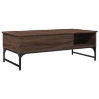 Salontafel 100x50x35 cm bewerkt hout en metaal bruin eikenkleur - thumbnail