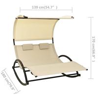 Ligbed tweepersoons met luifel textileen crèmekleurig - thumbnail