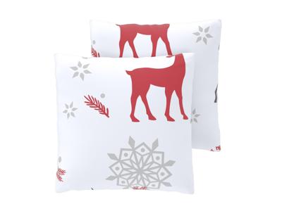 LIVARNO Set van 2 fleece kussenslopen 60 x 50 cm (Hert wit)