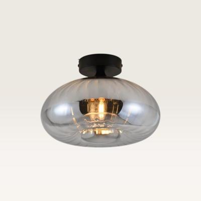 Plafondlamp Zareon vetro fumé - Zilveren bol van rookglas en zwarte drager - Stervormig lichteffect voor binnen - Zonder lichtbron