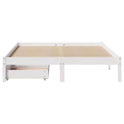 Bedframe zonder matras massief grenenhout wit 140x190 cm
