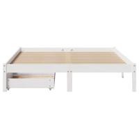 Bedframe zonder matras massief grenenhout wit 140x190 cm - thumbnail