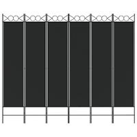 Kamerscherm met 6 panelen 240x200 cm stof zwart - thumbnail