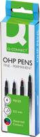 Q-CONNECT OHP marker, permanent, fijn, set van 4 stuks in geassorteerde kleuren - thumbnail