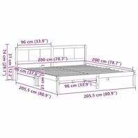 Bedframe Bruin 200 x 200 cm Massief grenenhout - thumbnail