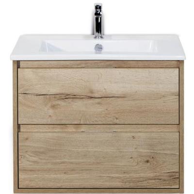 Porto Badmeubelset 70 cm - Natuur Eiken - Keramische Wastafel Wit Slim
