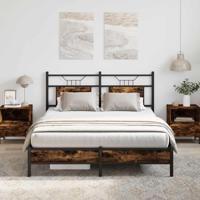 Bedframe zonder matras hout gerookt eikenkleurig 140x190 cm - thumbnail