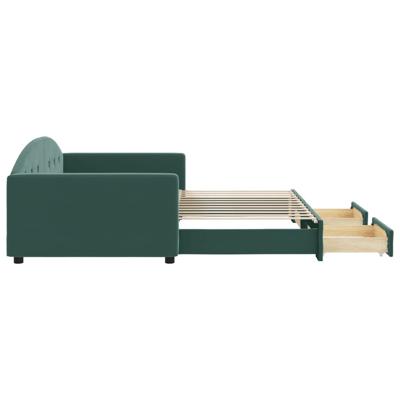 Slaapbank onderschuifbed lades 100x200 cm fluweel donkergroen - thumbnail